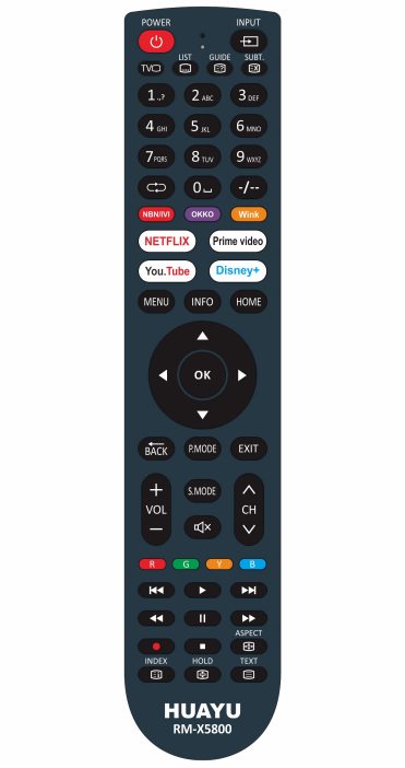 HUAYU RM-X5800 Universal TV Remote Control for all brands TV with Netflix and YouTube function