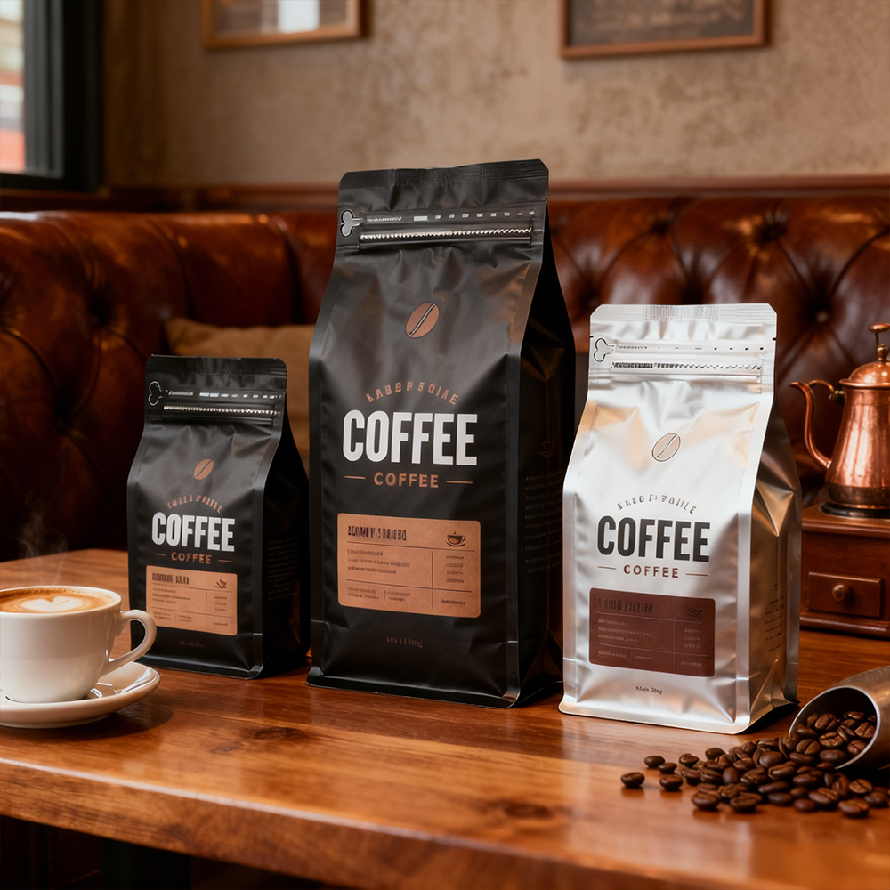 Custom printed coffee packaging bags food-grade moisture-proof ziplock reusable seal laminated mylar bag food packaging aluminum foil pouch