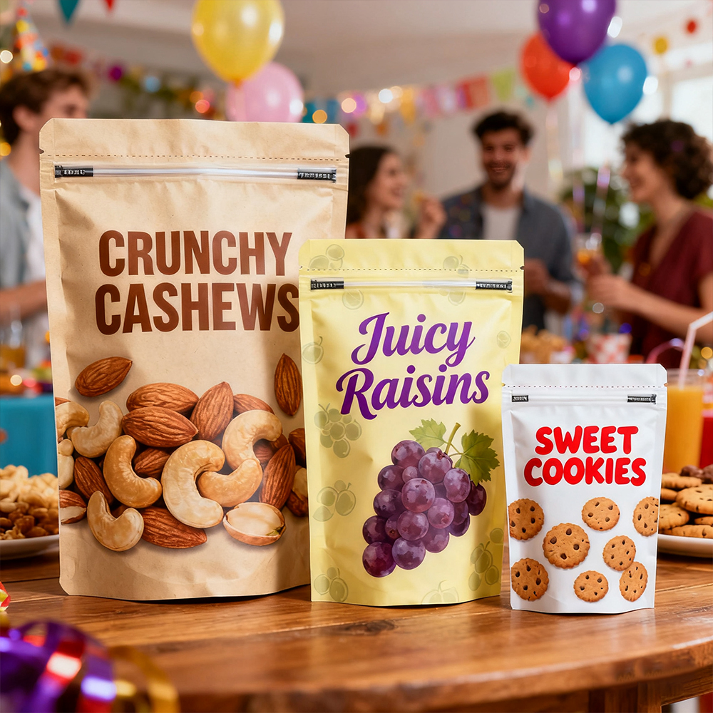 Printing Bag with LogoUV Yellow Kraft Paper Packaging Bag Moisture-proof Biscuit Nut Packaging Paper Bag with Transparent Window