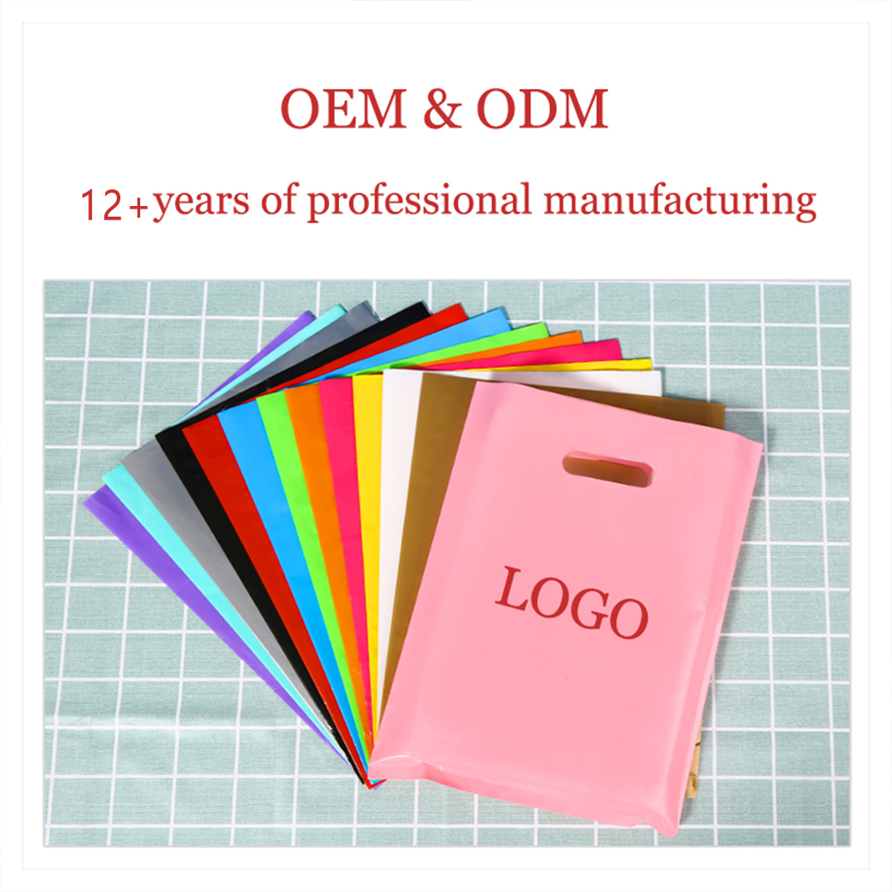 Custom High Quality Ink Colorful Shopping Bags Foldable Reusable with logo PE Plastic Handle Shopping Clothing Packaging Bag