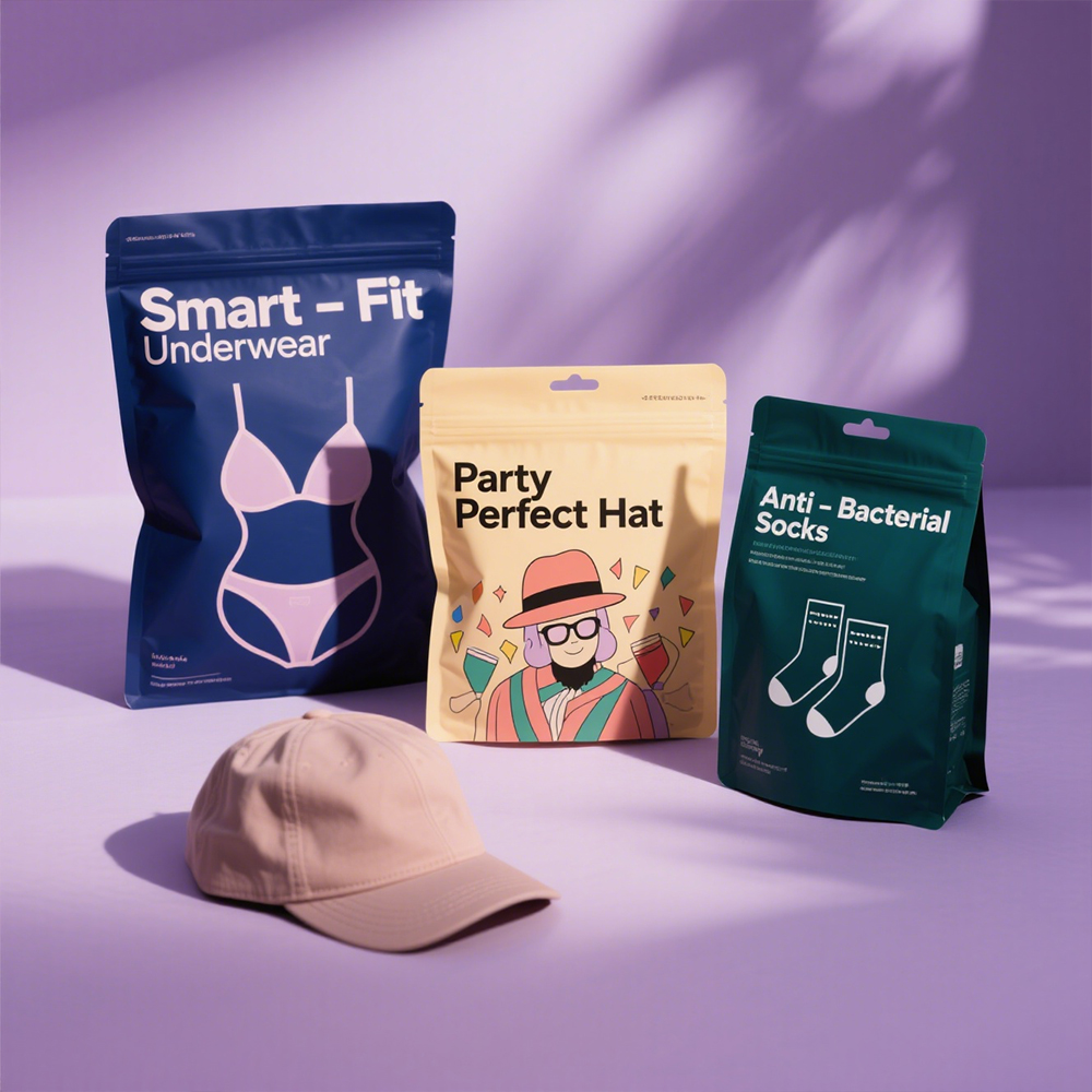 Digital PrintingHD Pure Cotton/ice Silk Clothing Bag 3Dembossed logo Printing PlasticBag Repeat Seal Packaging Pants Socks Pouch