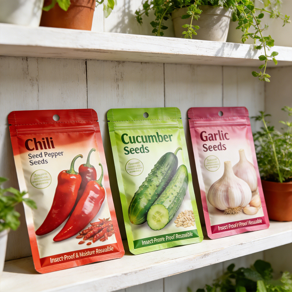 Customized Precise protection Yellow Tomato Seed Packaging Plastic Bag with logo Organic Degradable Moisture-proof Heatresistant