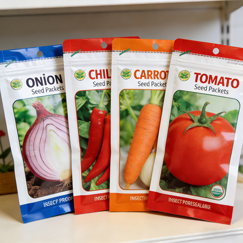 Production of Seed Bag Suitable for Packaging Fruit Vegetables Flowers Grass Seed Plastic Bag with Ziplock Holographic Mylar Bag